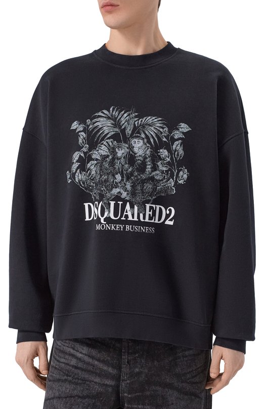 Хлопковый свитшот Dsquared2 S74GU0946/D25028 Чёрный  S74GU0946/D25028 Фото 3
