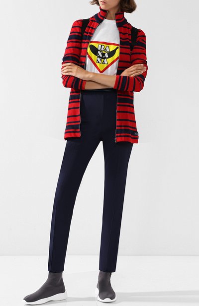 Однотонные брюки с эластичным поясом и логотипом бренда PRADA, арт. P255B-G39-F0124, фото 2