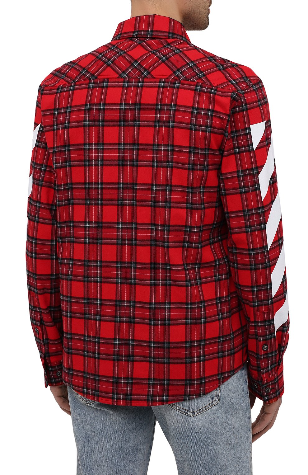 Хлопковая рубашка OFF-WHITE красного цвета по цене 74700 руб., арт. 0MGA133S21FAB001, фото 4 Хлопковая рубашка OFF-WHITE, арт. 0MGA133S21FAB001, фото 4