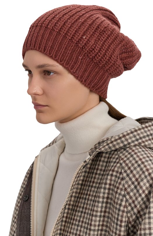 Шапка из кашемира и шелка Brunello Cucinelli M32373999 Оранжевый  M32373999 Фото 2