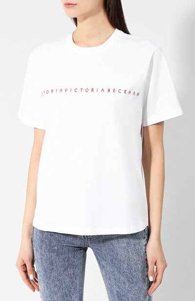 Хлопковая футболка VICTORIA, VICTORIA BECKHAM, арт. JYVV 125 SS19 PRNTD C0TT0N JERSEY, фото 3