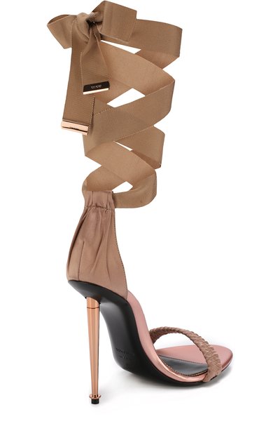 Текстильные босоножки metal heel на лентах TOM FORD, арт. W2193K-SAH, фото 4