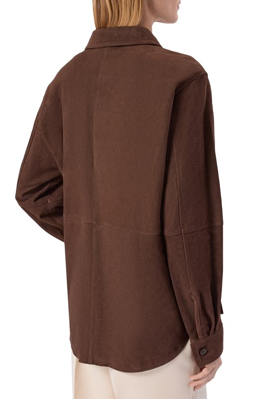 Замшевая рубашка TOTEME 261-WRT0707-LE0200 Коричневый  261-WRT0707-LE0200 Фото 4