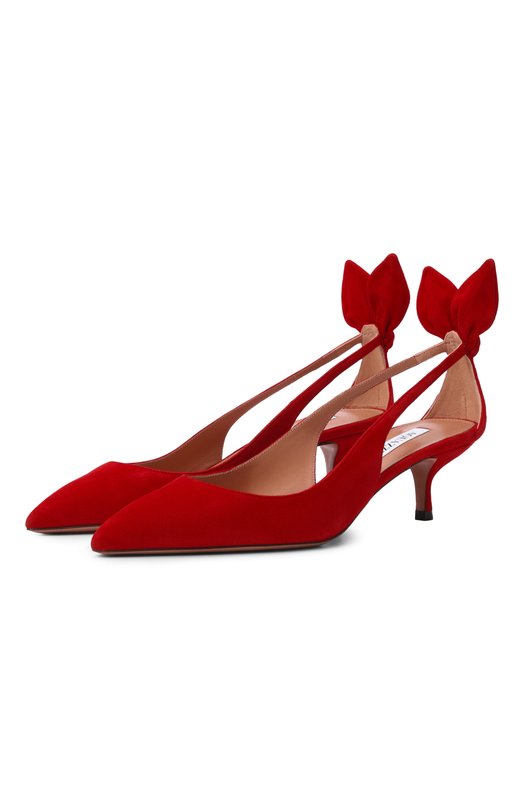 Замшевые туфли Bow Tie 50 Aquazzura DENMIDP2-SUE-F00 Красный DENMIDP2-SUE-F00