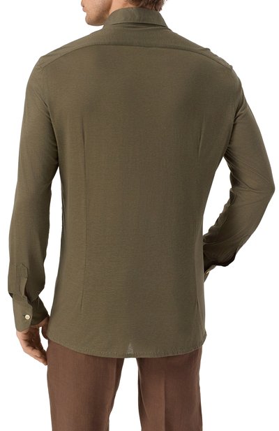 Рубашка из лиоцелла и хлопка KITON хаки цвета по цене 108000 руб., арт. UMCNERH0924208, фото 4 Рубашка из лиоцелла и хлопка KITON, арт. UMCNERH0924208, фото 4