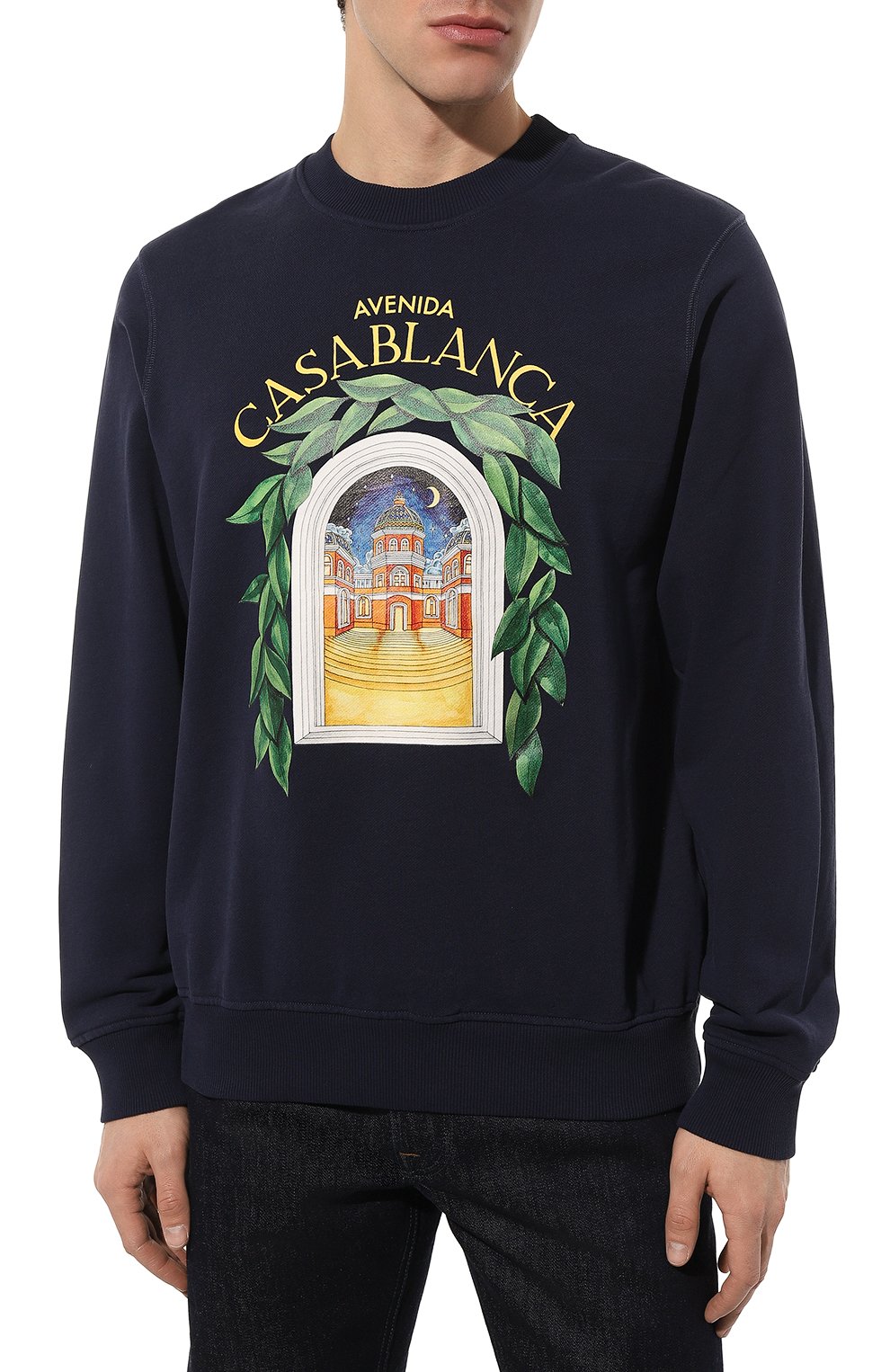 Хлопковый свитшот CASABLANCA темно-синего цвета по цене 49750 руб., арт. MS23-JTP-001-05, фото 3 Хлопковый свитшот CASABLANCA, арт. MS23-JTP-001-05, фото 3