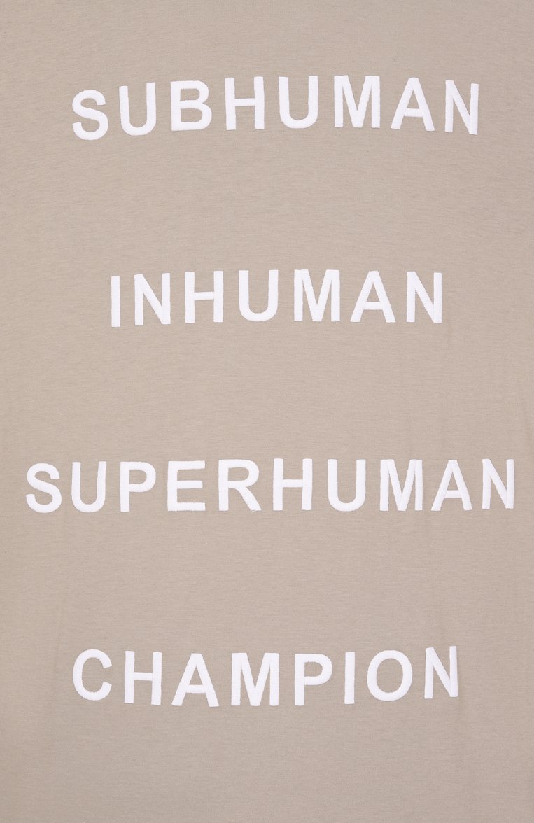 Мужская хлопковая футболка rick owens x champion RICK OWENS бежевого цвета, арт. CM01E1675/CHJG | Фото 6 (Мужское Кросс-КТ: Футболка-одежда; Детали: Декор; Автоматизация состава: Проставлено; Материал внешний: Хлопок; Принт: Без принта; Автоматизация ТО: Проставлено; Длина (для топов): Удлиненные; Стили: Спорт-шик; Рукава: Короткие)
