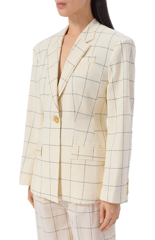 Хлопковый жакет Erika Cavallini P6SM01 Кремовый  P6SM01 Фото 3