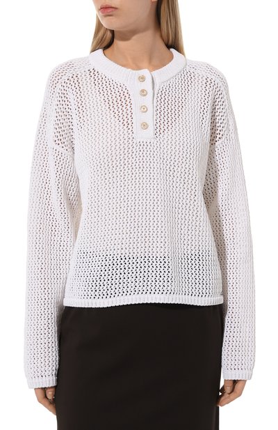 Хлопковый пуловер KITON белого цвета по цене 106000 руб., арт. D57722100, фото 3 Хлопковый пуловер KITON, арт. D57722100, фото 3