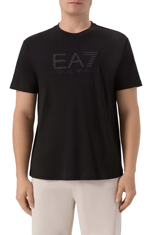 Хлопковая футболка EA7 7M000898/AF10375 Чёрный  7M000898/AF10375 Фото 3