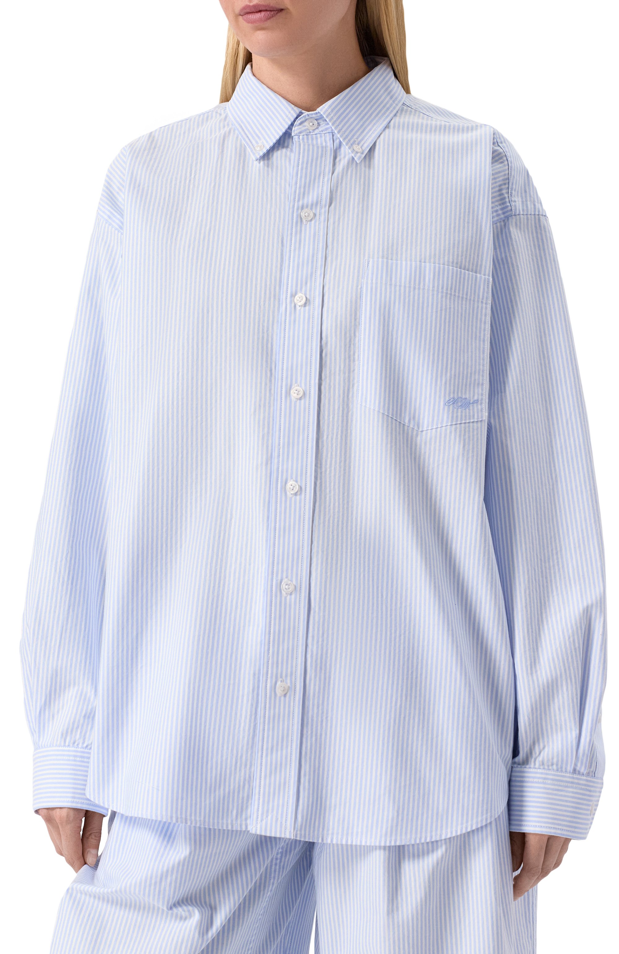 Хлопковая рубашка ALEXANDERWANG.T голубого цвета по цене 59150 руб., арт. 4WC2251013, фото 3 Хлопковая рубашка ALEXANDERWANG.T, арт. 4WC2251013, фото 3