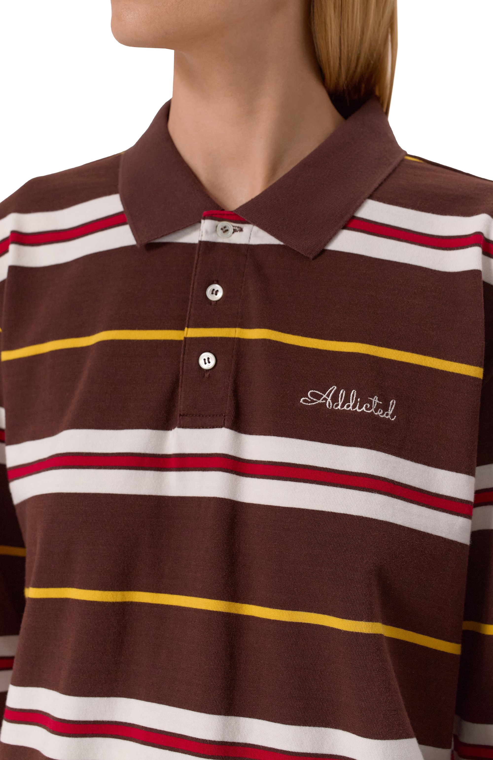Хлопковое поло ADDICTED коричневого цвета по цене 13400 руб., арт. FT2309.2, фото 5 Хлопковое поло ADDICTED, арт. FT2309.2, фото 5