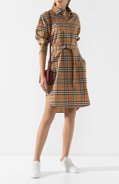 Хлопковое платье-рубашка с поясом BURBERRY, арт. 8003203, фото 2