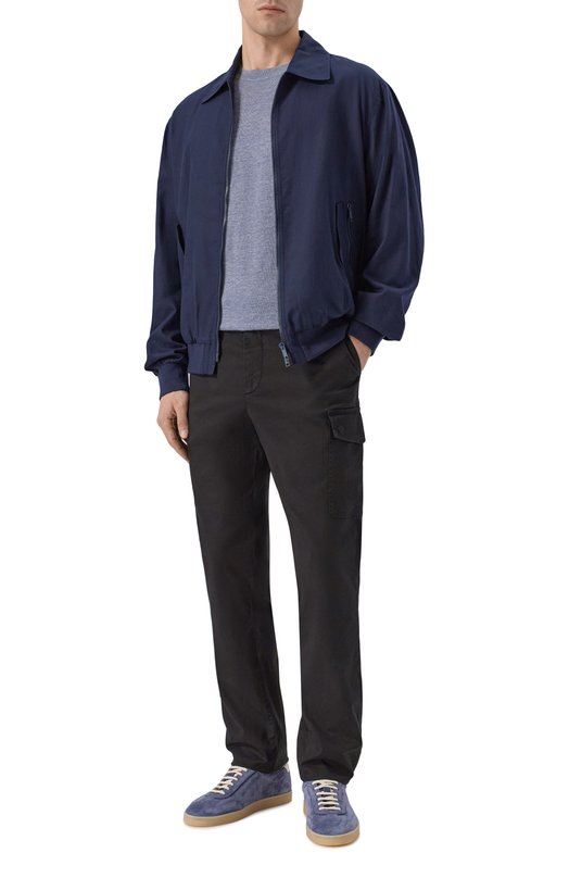 Футболка изо льна и хлопка Brunello Cucinelli M2L00340 Голубой  M2L00340 Фото 2