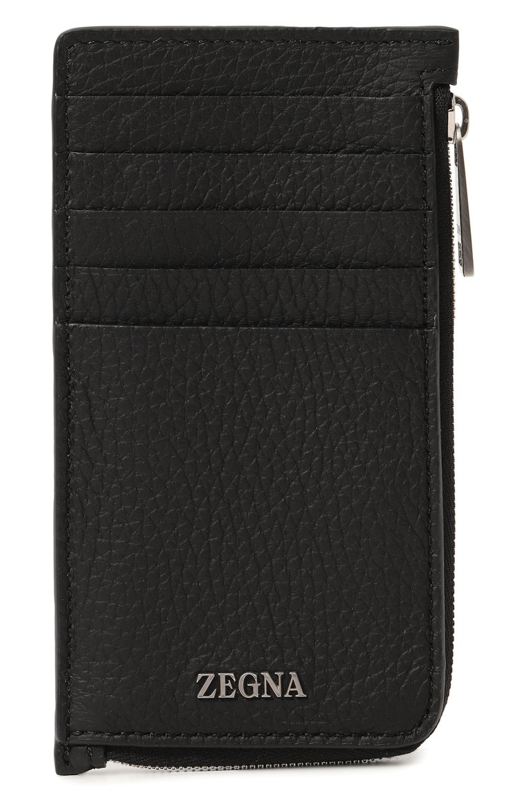 Мужской кожаный футляр для кредитных карт ZEGNA черного цвета, арт. LHCVM/E1821Z | Фото 1 (Материал: Натуральная кожа; Материал сплава: Проставлено; Нос: Не проставлено)