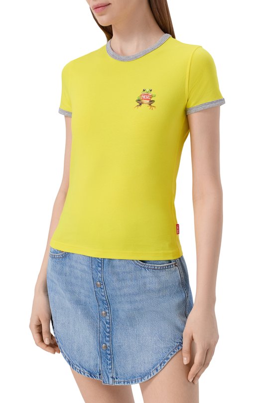 Хлопковая футболка Diesel A21918/0QHHA Жёлтый  A21918/0QHHA Фото 3