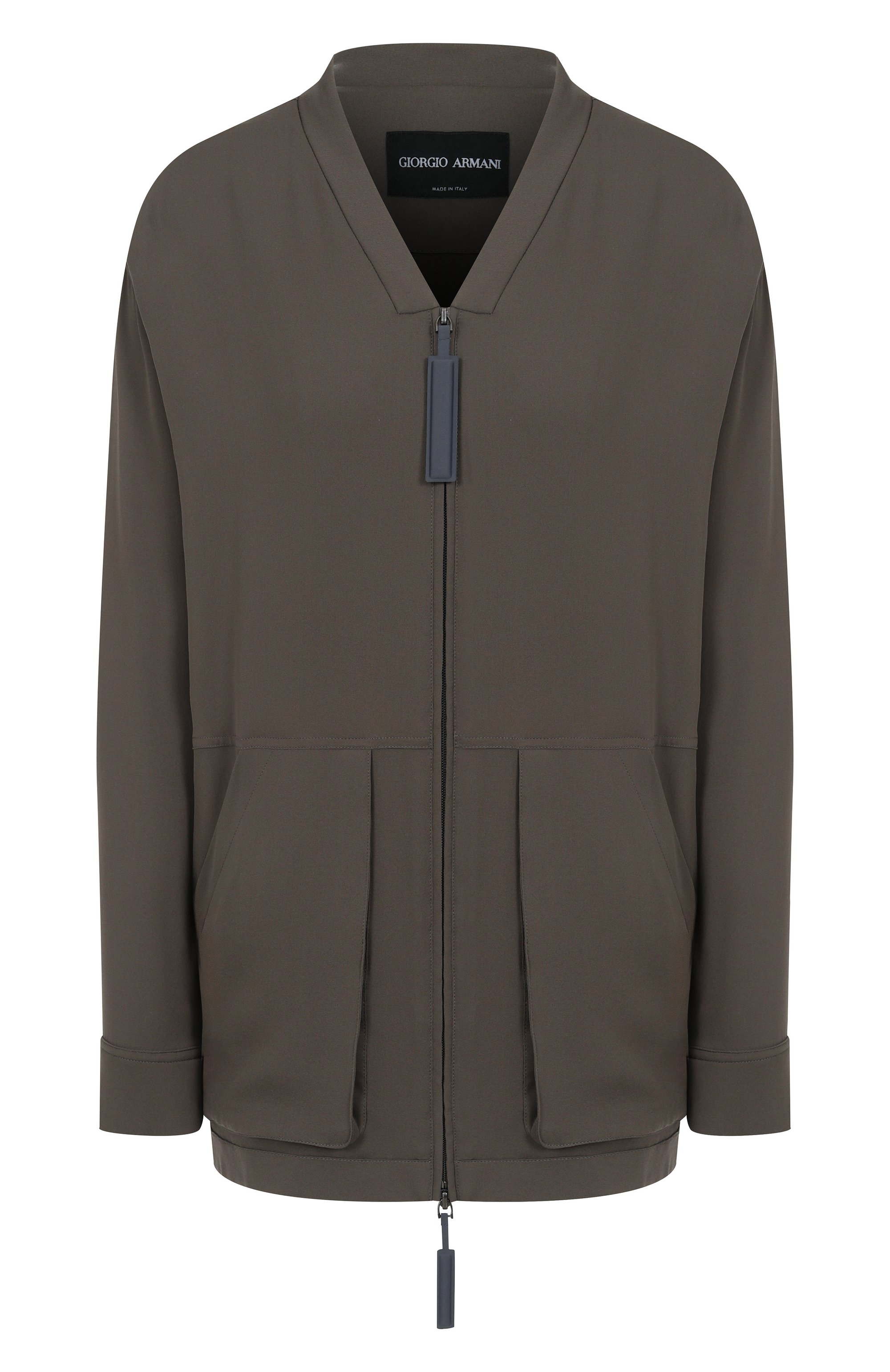 Шелковая куртка GIORGIO ARMANI хаки цвета по цене 481500 руб., арт. GW000757/TE10814, фото 1 Шелковая куртка GIORGIO ARMANI, арт. GW000757/TE10814, фото 1