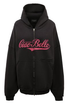 Женский хлопковая толстовка BALENCIAGA черного цвета, арт. 808227/TRVH4 | Фото 1 (Рукава: Длинные; Драгоценные камни: Проставлено; Длина (для топов): Стандартные; Материал сплава: Проставлено; Стили: Минимализм; Материал внешний: Хлопок)