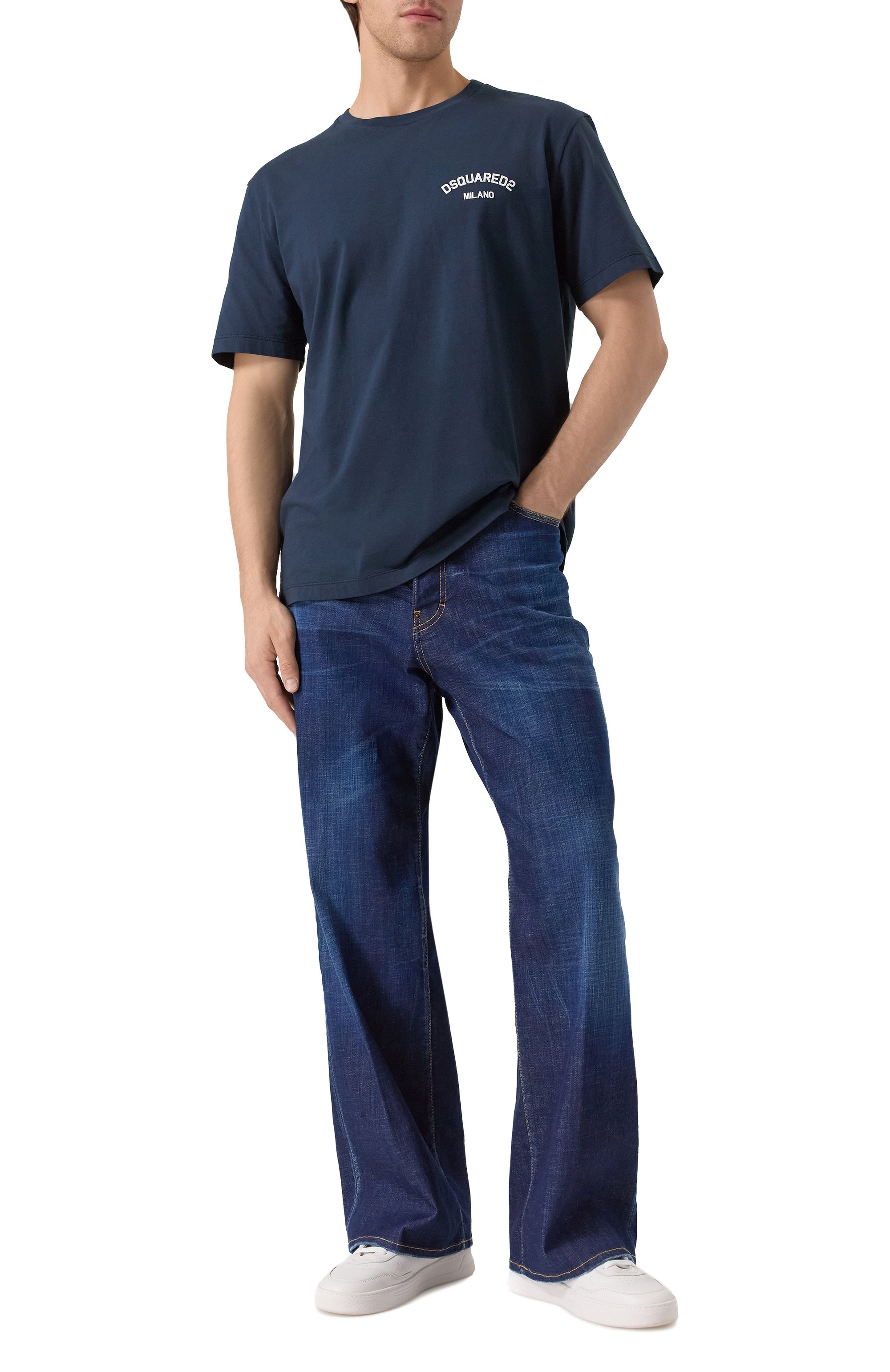 Джинсы loose DSQUARED2 темно-синего цвета по цене 59950 руб., арт. S74LB1715/D30010, фото 2 Джинсы loose DSQUARED2, арт. S74LB1715/D30010, фото 2