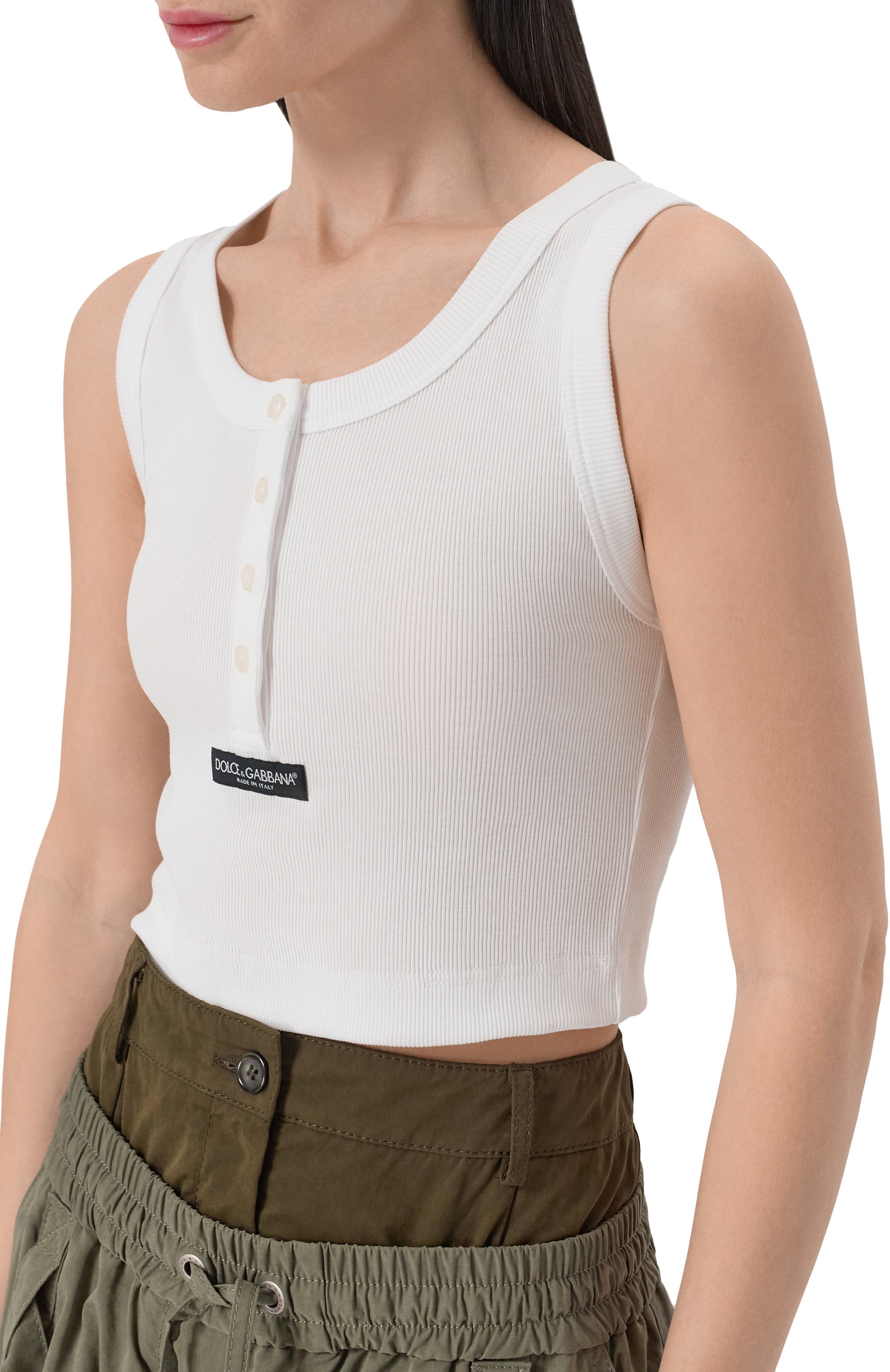 Хлопковая майка DOLCE & GABBANA белого цвета по цене 49950 руб., арт. F8W42T/FU7AV, фото 5 Хлопковая майка DOLCE & GABBANA, арт. F8W42T/FU7AV, фото 5