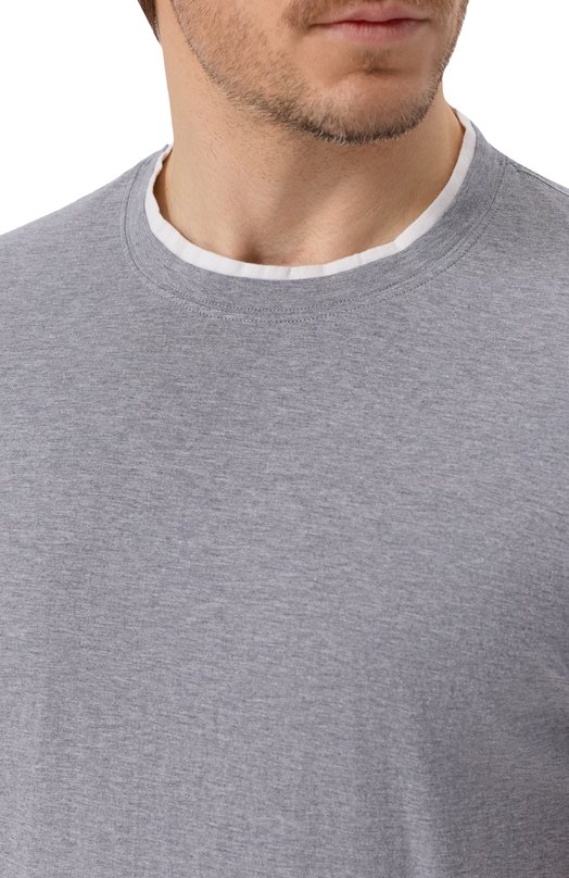 Хлопковая футболка Fedeli TU000200/JERSEY MELANGE Серый  TU000200/JERSEY MELANGE Фото 5