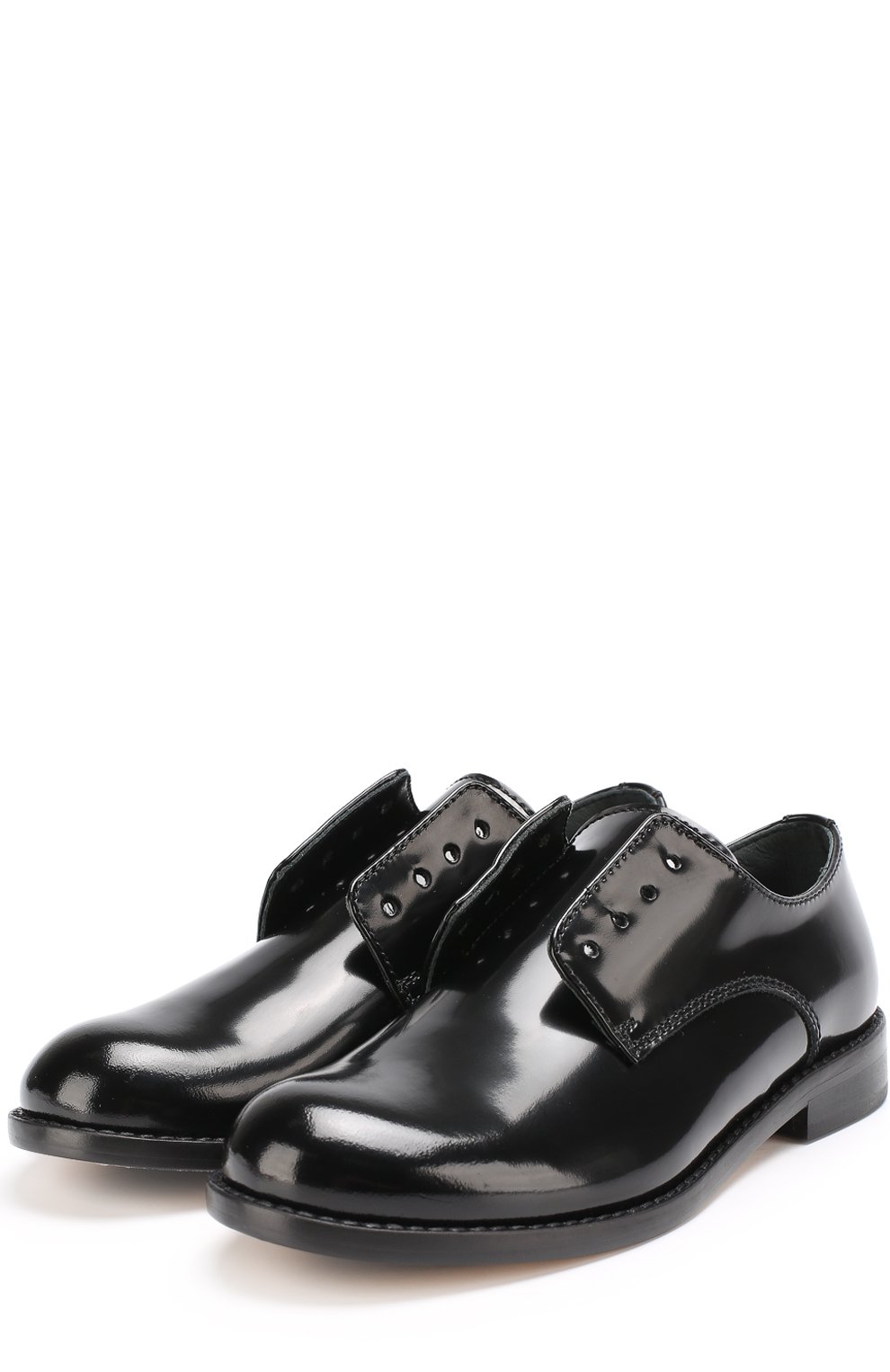 Кожаные дерби без шнуровки DSQUARED2 черного цвета по цене 26250 руб., арт. 51700/28-35, фото 1 Кожаные дерби без шнуровки DSQUARED2, арт. 51700/28-35, фото 1