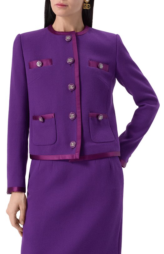 Жакет из шерсти и шелка Dolce & Gabbana F27DET/FU2TZ Фиолетовый  F27DET/FU2TZ Фото 3