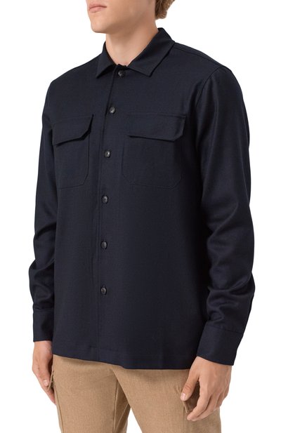 Шерстяная рубашка CAPOBIANCO темно-синего цвета по цене 67550 руб., арт. 19M501.FL00., фото 3 Шерстяная рубашка CAPOBIANCO, арт. 19M501.FL00., фото 3