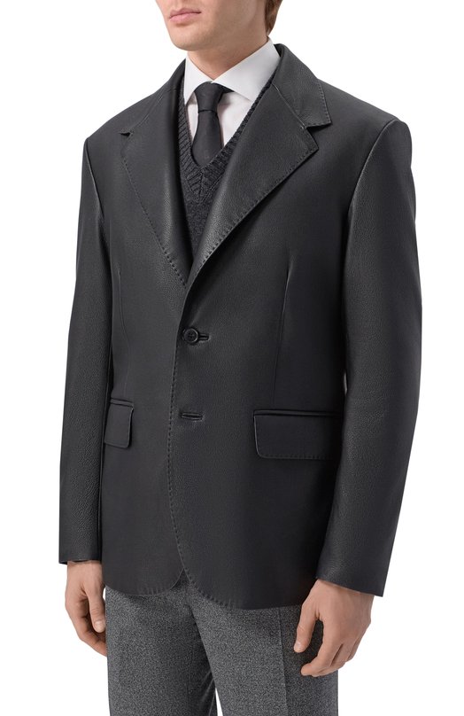 Кожаный пиджак MVST M25.1PM.J004/BIG SIZE/CERV0 SILKY Чёрный  M25.1PM.J004/BIG SIZE/CERV0 SILKY Фото 3