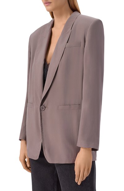 Шелковый жакет SAINT LAURENT серого цвета по цене 532500 руб., арт. 856579/Y6J78, фото 3 Шелковый жакет SAINT LAURENT, арт. 856579/Y6J78, фото 3