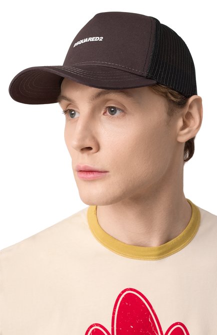 Мужская бейсболка DSQUARED2 коричневого цвета, арт. BCM0603/05C02694 | Фото 2 (Нос: Не проставлено; Материал: Синтетический материал, Хлопок, Текстиль; Материал сплава: Проставлено)