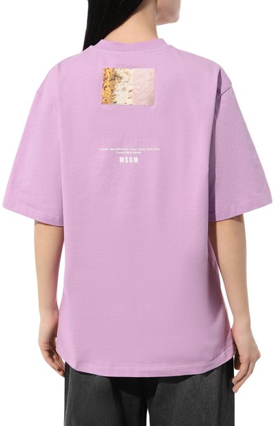 Хлопковая футболка MSGM фиолетового цвета по цене 19950 руб., арт. 3646MM02/247298, фото 4 Хлопковая футболка MSGM, арт. 3646MM02/247298, фото 4