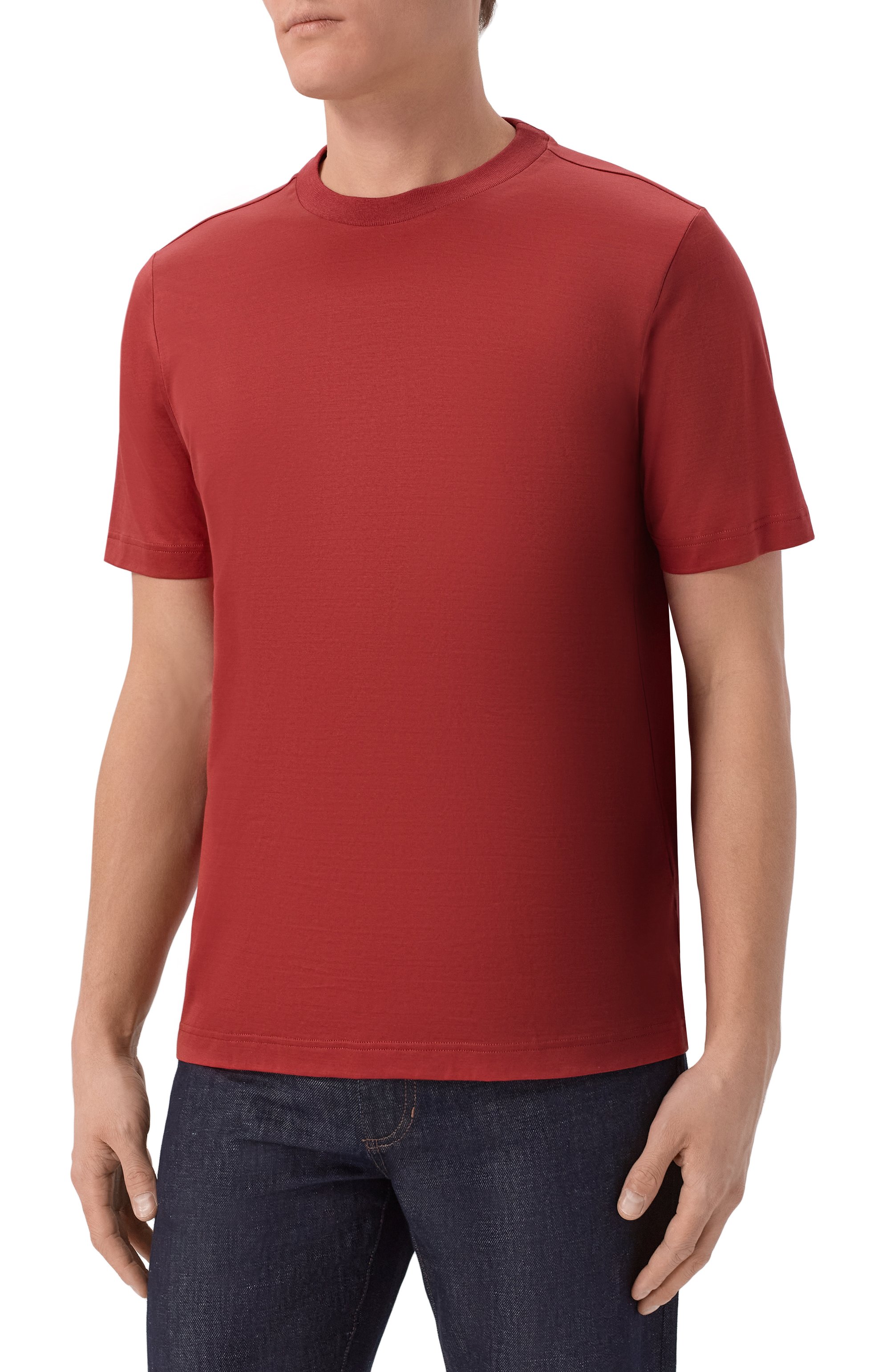 Хлопковая футболка GRAN SASSO красного цвета по цене 18200 руб., арт. 60196/74007, фото 3 Хлопковая футболка GRAN SASSO, арт. 60196/74007, фото 3