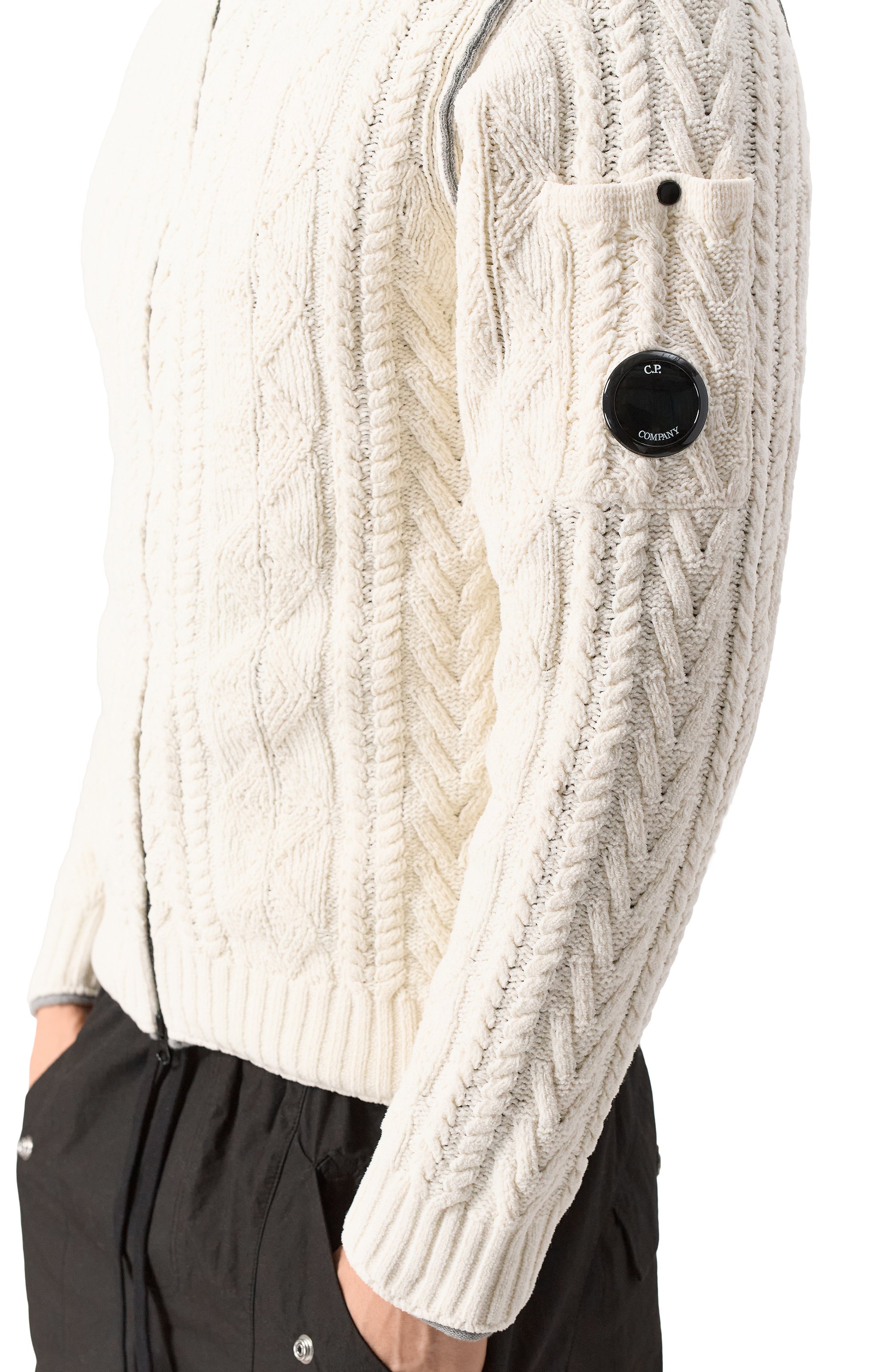 Хлопковый кардиган C.P. COMPANY белого цвета по цене 46100 руб., арт. 17CMKN191A110190G, фото 5 Хлопковый кардиган C.P. COMPANY, арт. 17CMKN191A110190G, фото 5