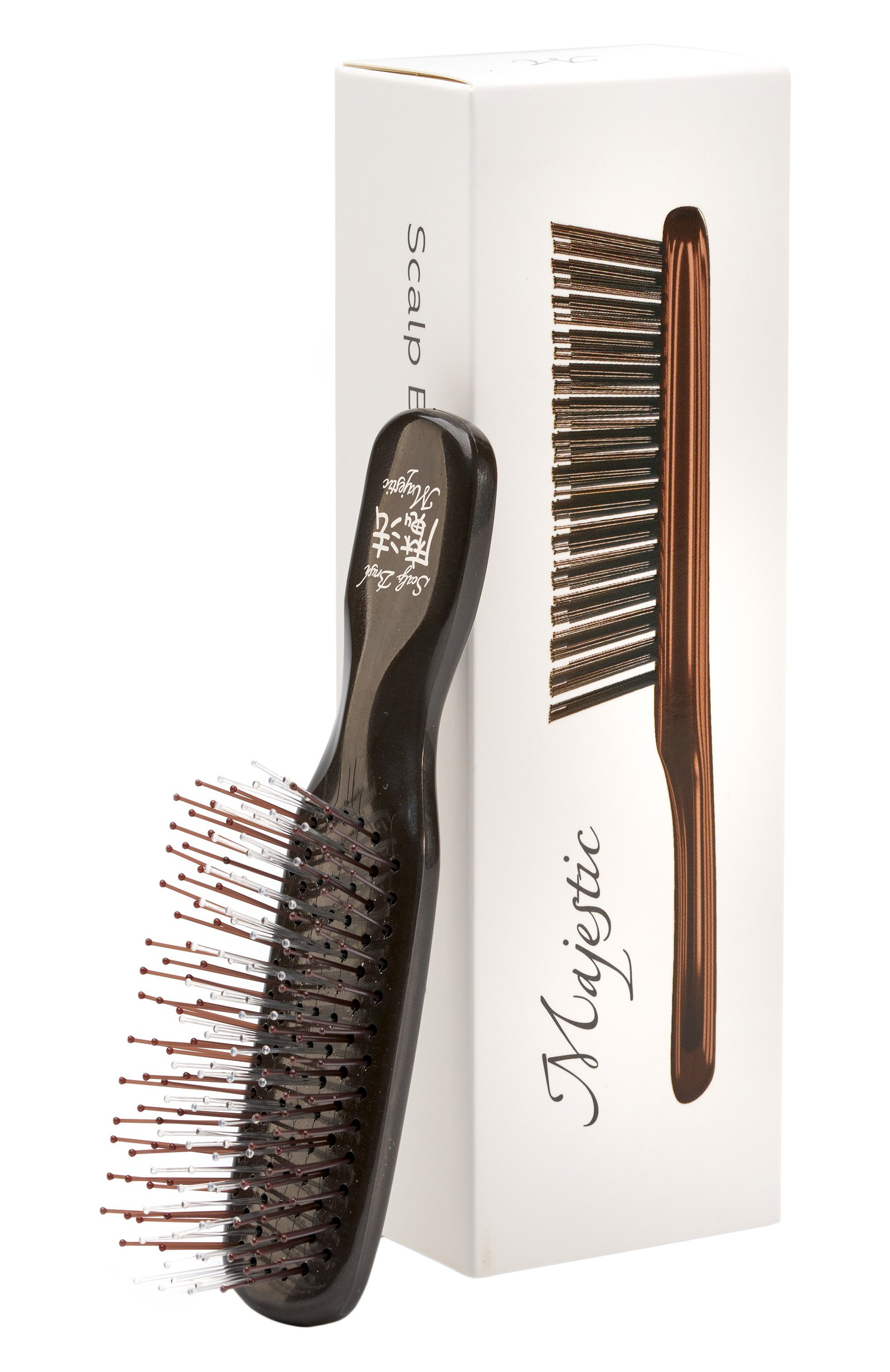 Мини-расческа scalp brush 198 зубцов, оттенок черный кофе MAJESTIC, арт. 4673748653058, фото 2
