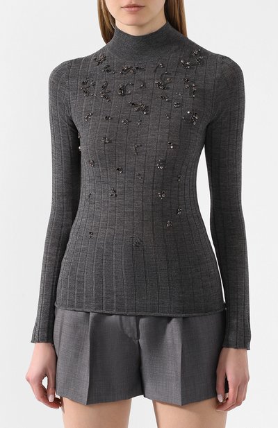 Пуловер из смеси кашемира и шелка PRADA, арт. P26342-1U0I-F0480, фото 3