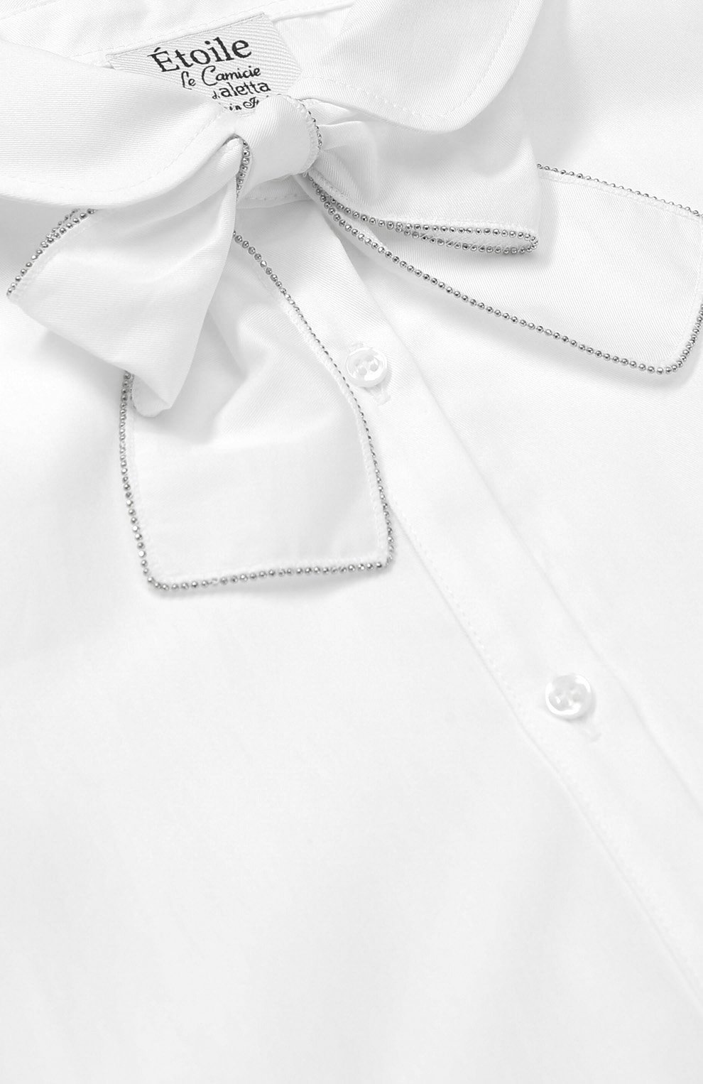 Хлопковая блуза свободного кроя с оборкой и бантом ALETTA белого цвета по цене 12150 руб., арт. AC777365ML/9A-16A, фото 3 Хлопковая блуза свободного кроя с оборкой и бантом ALETTA, арт. AC777365ML/9A-16A, фото 3