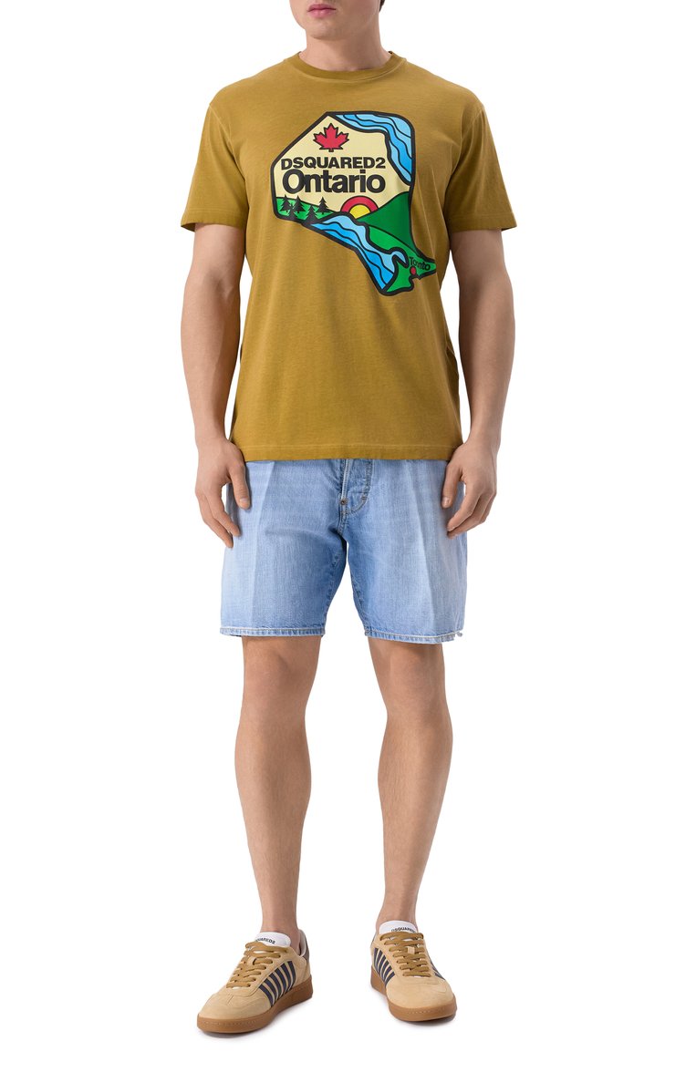 Мужские джинсовые шорты DSQUARED2 синего цвета, арт. S71MU0855/S30309 | Фото 2 (Материал внешний: Хлопок, Деним; Длина Шорты М: До колена; Случай: Повседневный; Принт: Без принта; Кросс-КТ: Деним; Стили: Кэжуэл)