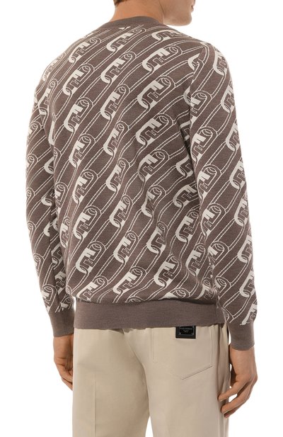 Шерстяной джемпер FENDI коричневого цвета по цене 87550 руб., арт. FZX061/AL3I/F0UHM, фото 4 Шерстяной джемпер FENDI, арт. FZX061/AL3I/F0UHM, фото 4