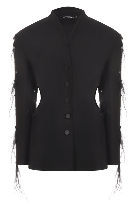 Жакет с отделкой стразами и перьями Leffers 4.52.45.15.01 Чёрный 4.52.45.15.01