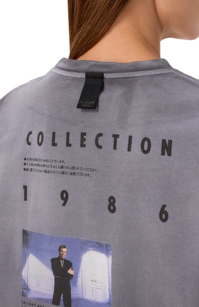 Хлопковая футболка MUGLER серого цвета по цене 41300 руб., арт. 26F3TS01286032, фото 5 Хлопковая футболка MUGLER, арт. 26F3TS01286032, фото 5
