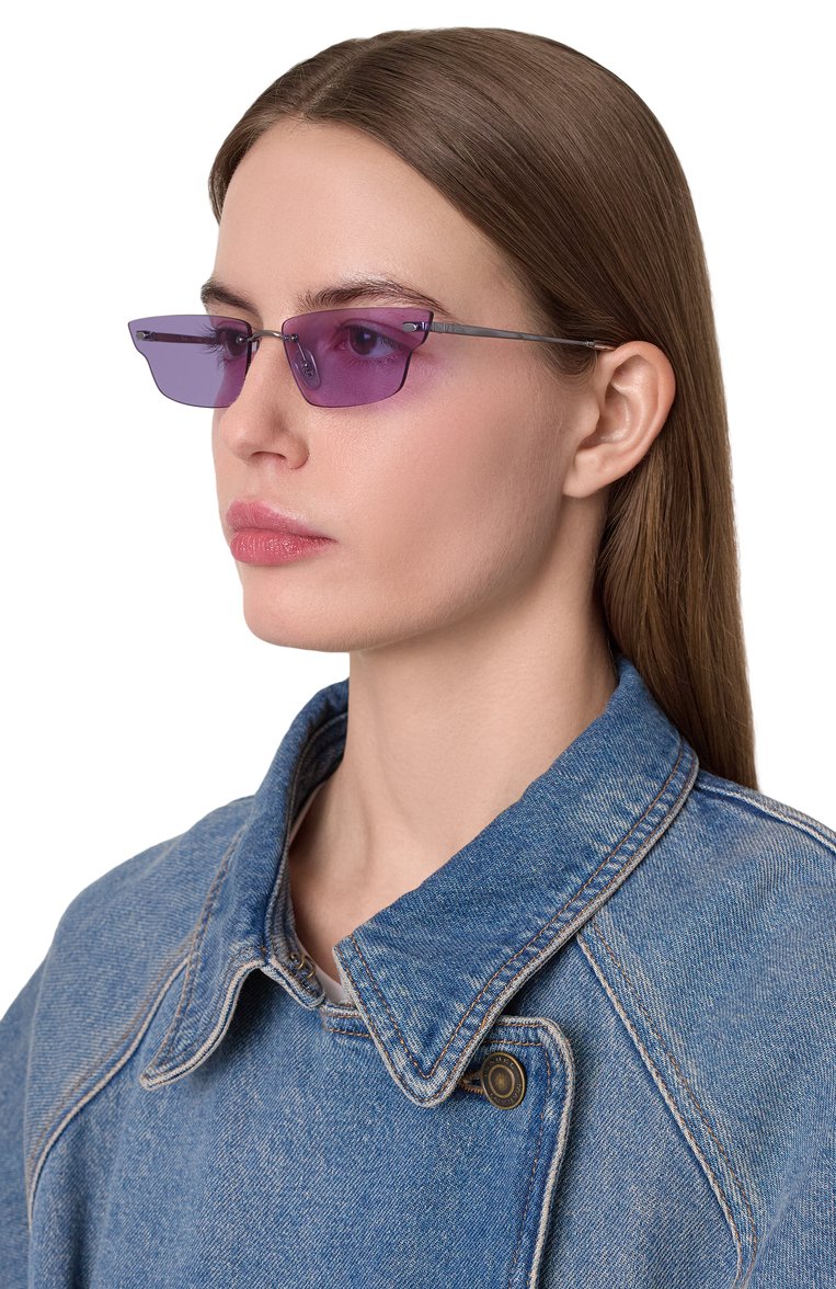 Женские солнцезащитные очки RAY-BAN сиреневого цвета, арт. 3731-004/1A | Фото 2 (Нос: Не проставлено; Тип очков: С/з; Материал: Металл; Оптика Гендер: оптика-женское; Очки форма: Безоправные)