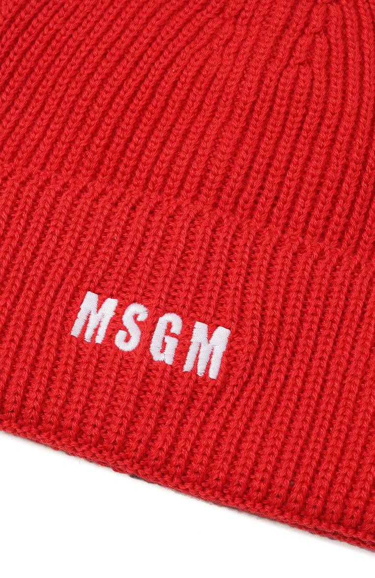 Женская шапка MSGM красного цвета, арт. 3541MDL08/237761 | Фото 4 (Материал: Текстиль, Шерсть, Синтетический материал; Материал сплава: Проставлено; Нос: Не проставлено)