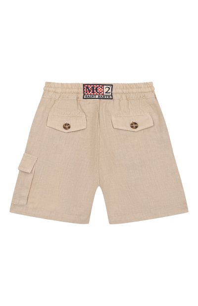 Льняные шорты-карго MC2 SAINT BARTH бежевого цвета по цене 15750 руб., арт. MRE0001-01139L/MARSEILLE JR, фото 2 Льняные шорты-карго MC2 SAINT BARTH, арт. MRE0001-01139L/MARSEILLE JR, фото 2