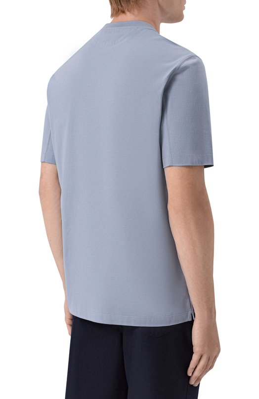 Хлопковая футболка Brunello Cucinelli M0B138440 Голубой  M0B138440 Фото 4