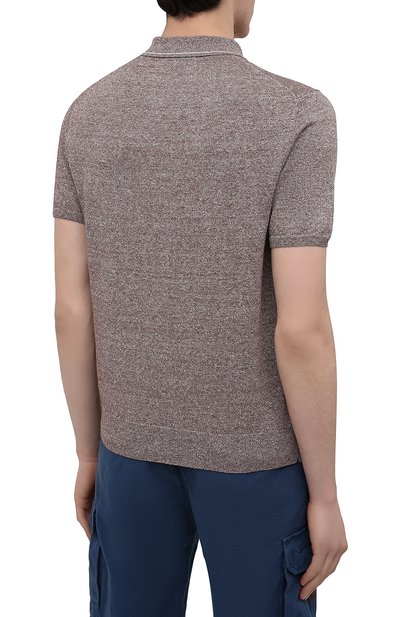Поло изо льна и хлопка FIORONI коричневого цвета по цене 43950 руб., арт. MK20701C1, фото 4 Поло изо льна и хлопка FIORONI, арт. MK20701C1, фото 4