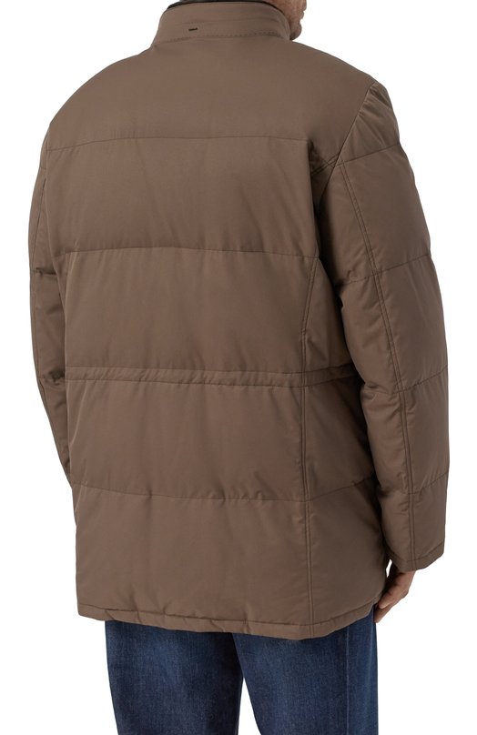Пуховик с воротником из бобра Stefano Ricci MDJ5300350/PL001T/60-62 Коричневый  MDJ5300350/PL001T/60-62 Фото 4