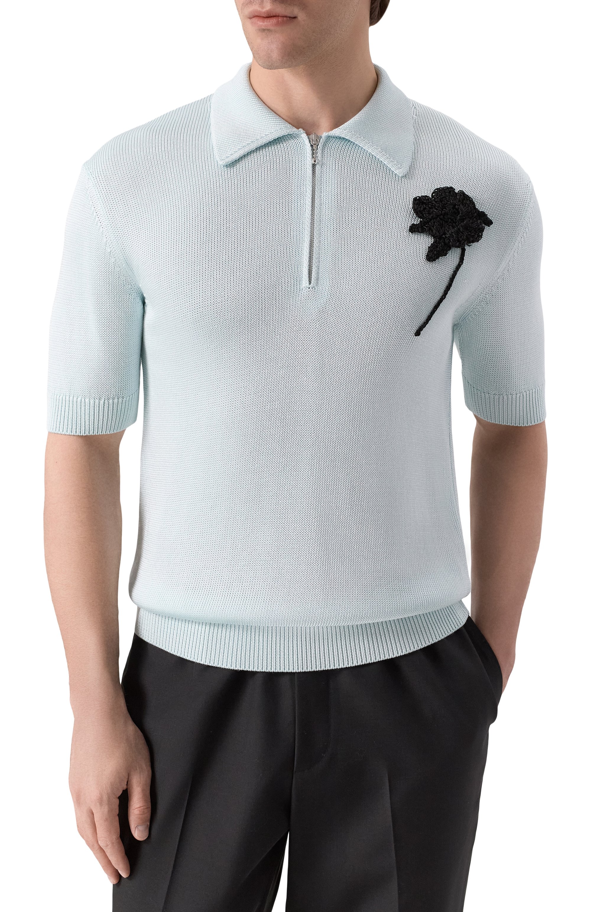 Поло из хлопка и льна JIL SANDER голубого цвета по цене 149000 руб., арт. J21GL0114-J18341, фото 3 Поло из хлопка и льна JIL SANDER, арт. J21GL0114-J18341, фото 3