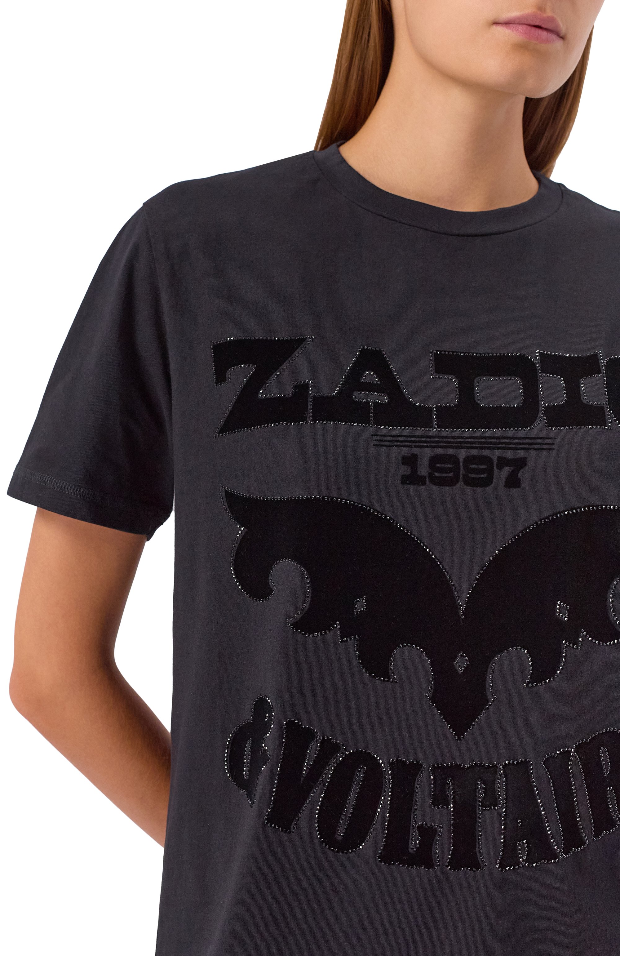 Хлопковая футболка ZADIG AND VOLTAIRE, арт. JWTS02826, фото 5