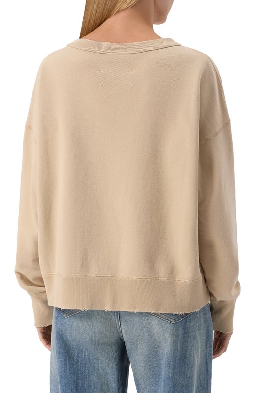 Хлопковый свитшот Maison Margiela S50GU0237/M25019 Бежевый  S50GU0237/M25019 Фото 4